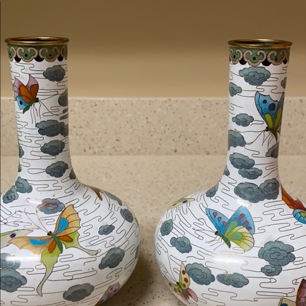 Vintage Pair of Jingfa Cloisonné Vases